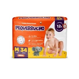 Fraldas Descartavéis Pequerrucho Baby Mega m - 34 Unidades