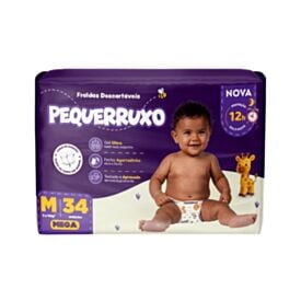 Fraldas Descartavéis Pequerruxo Baby Mega m - 34 Unidades