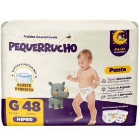 Fraldas Descartavéis Shortinho Pequerrucho Baby Hiper G - 48 Unidades