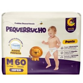 Fraldas Descartavéis Shortinho Pequerrucho Baby Hiper m - 60 Unidades
