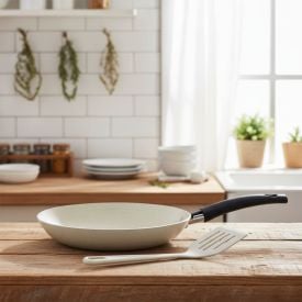 Frigideira com Esp&aacute;tula Gourmet Multiflon 22Cm - Bege