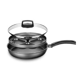 Frigideira Coração Antiaderente Ovo Poché Mta 22Cm - Preto 