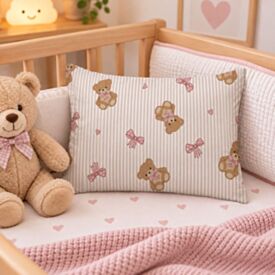 Fronha Avulsa Bebê 30X40cm Malha Yoyo Baby - Urso Rosa