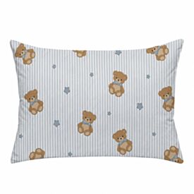 Fronha Avulsa Bebê 30X40cm Malha Yoyo Baby - Urso Azul