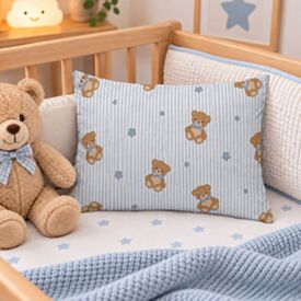 Fronha Avulsa Bebê 30X40cm Malha Yoyo Baby - Urso Azul