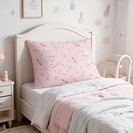Fronha Avulsa Infantil Microfibra Havan Kids 1 Peça - Laços Rosa Cinza