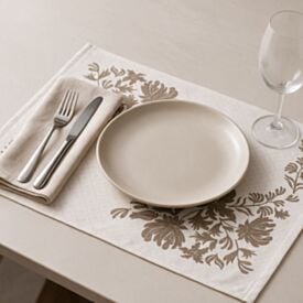 Fundo de Prato Retangular 45X31cm Clean Athenas Döhler - Floral Marrom