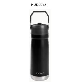 Garrafa Squeeze Térmica com Canudo 650Ml Scream - Preto