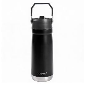Garrafa Squeeze Térmica com Canudo 650Ml Scream - Preto