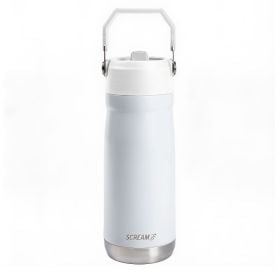 Garrafa Squeeze Térmica com Canudo 650Ml Scream - Branco