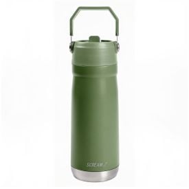 Garrafa Squeeze Térmica com Canudo 650Ml Scream - Verde Escuro