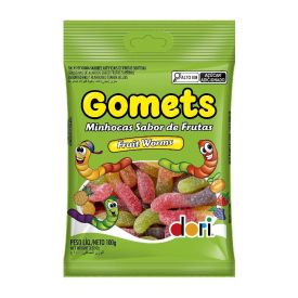 Bala De Goma Gomets Minhocas Sabor De Frutas Dori - 100g