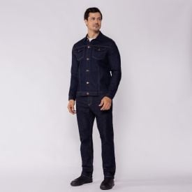 Jaqueta Jeans Masculina Amaciada Marc Alain Azul Escuro