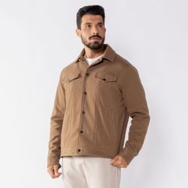 Jaqueta Masculina Em L&atilde; Batida Marc Alain Amendoa Amostra