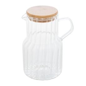 Jarra De Vidro Com Tampa De Bambu Classic Lyor 1 Litro - Transparente