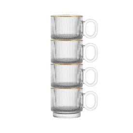 Jogo 4 Canecas Vidro Borda Dourada Hauskraft 170Ml - GRAFFIATO