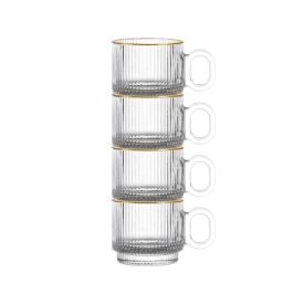 Jogo 4 Canecas Vidro Borda Dourada Hauskraft 90Ml - GRAFFIATO