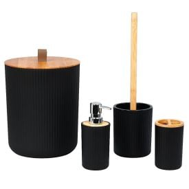 Jogo de Banheiro 4 Peças Bambu Havan Casa - Preto