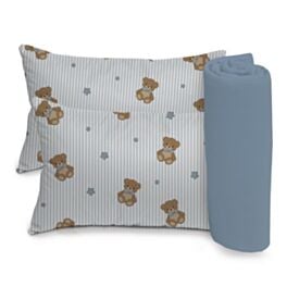Jogo de Cama Bebê 100% Algodão Havan Baby 3 Peças - URSO AZUL
