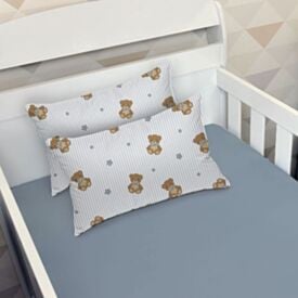 Jogo de Cama Bebê 100% Algodão Havan Baby 3 Peças - URSO AZUL