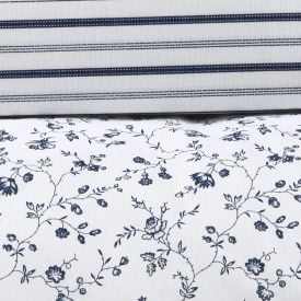 Jogo de Cama Casal Percal Buona Fortuna 3 pçs - Catarina Listra Azul