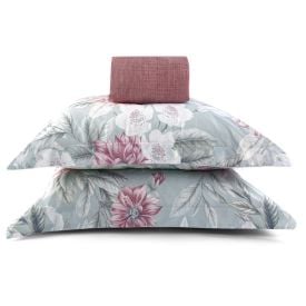 Jogo de Cama Casal Percal Buona Fortuna 3 pçs - Textura Isis Rosa