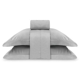 Jogo de Cama Casal 300 Fios Ponto Ajour Buona Fortuna - Prata