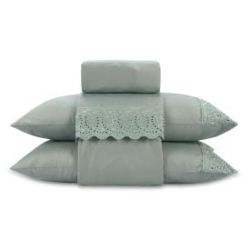 Jogo de Cama Imperial Casal com Renda Havan Casa 4 pçs - Verde