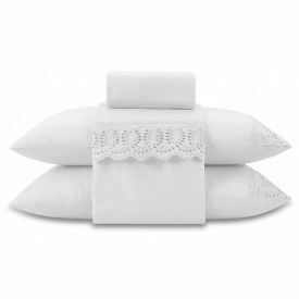 Jogo de Cama Imperial Casal com Renda Havan Casa 4 pçs - Branco