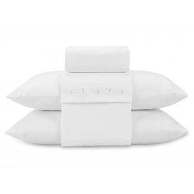 Jogo de Cama Casal Imperial Bordado Havan Casa 4 pçs - Branco