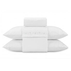 Jogo de Cama Casal Imperial Bordado Havan Casa 4 pçs - Branco