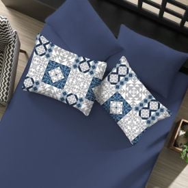 Jogo de Cama Casal Malha Paris Havan Casa 3 p&ccedil;s - Cali Azul Profundo