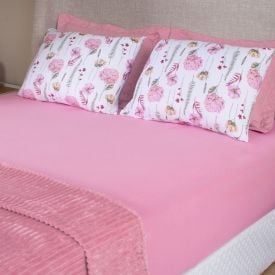 Jogo de Cama Casal Malha Paris Havan Casa 3 pçs - Jardim Rosa Suave