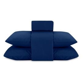 Jogo de Cama Casal Elegance Liso Havan Casa 4 pçs - Azul Marinho 
