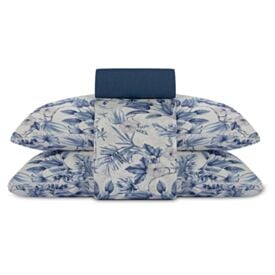 Jogo de Cama Casal Elegance Havan Casa 4 pçs - Organic Flores Azul