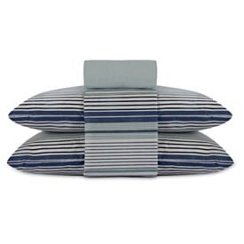 Jogo de Cama Casal Elegance Havan Casa 4 pçs - Toni Listra Azul