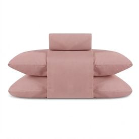 Jogo de Cama Casal Percal Buona Fortuna 4 pçs - Rosa Liso Novo