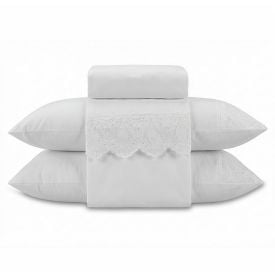 Jogo de Cama King Imperial com Renda 4 pçs Havan Casa - Branco