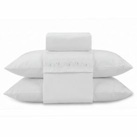Jogo de Cama Imperial Queen com Bordado Havan Casa 4 pçs - Branco