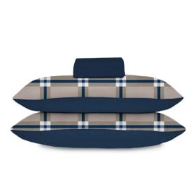Jogo de Cama King Malha Havan Casa 3 Peças - Lumy Azul Marinho