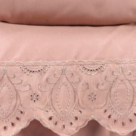 Jogo de Cama King Imperial com Renda 4 pçs Havan Casa - Rosa