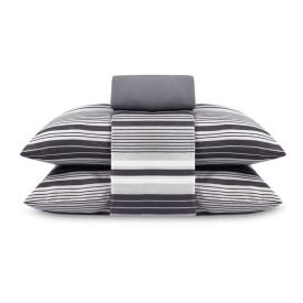 Jogo de Cama King Elegance Havan Casa 4 pçs - Farlei Listra Cinza