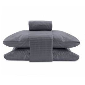 Jogo de Cama King Stripe Provence Havan Casa 4 pçs - Cinza