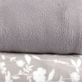 Jogo de Cama Plush Provence Queen 3 pçs - Yasmin Floral Cinza