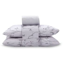 Jogo de Cama Queen 100% Algodão Royale 4 Peças - Soraia Flowers Bege