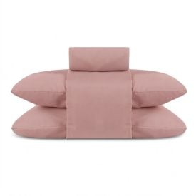 Jogo de Cama Queen Percal Buona Fortuna 4 pçs - Rosa Liso Novo