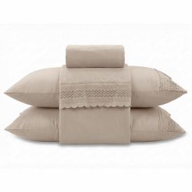 Jogo de Cama Queen com Renda Imperial Havan Casa 4 pçs - Bege