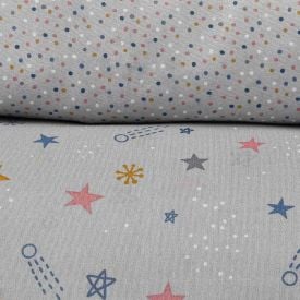 Jogo de Cama Solteiro 150 Fios Havan Kids 3 pçs - Aster Star Cinza