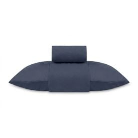 Jogo de Cama Solteiro Micro Percal Liso Havan Casa 3 Peças - Azul Marinho
