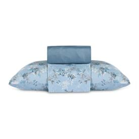 Jogo de Cama Solteiro Napoli Havan Casa 3 Peças - Rosely Flowers Azul